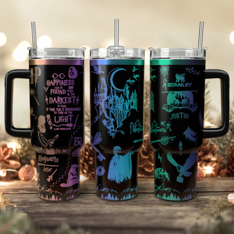 Harry Potter Movies Custom Stanley Quencher 40oz Stainless Steel Tumbler With Handle - Threewoofs