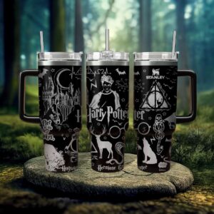 Harry Potter Movies Custom Stanley Quencher 40oz Stainless Steel Tumbler With Handle - Threewoofs