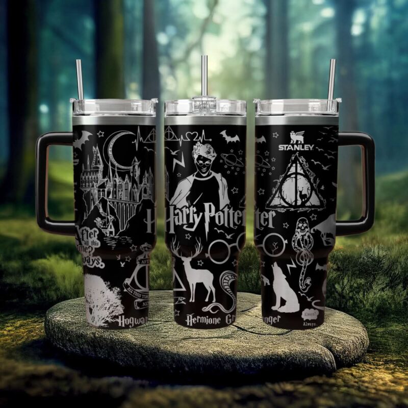 Harry Potter Movies Custom Stanley Quencher 40oz Stainless Steel Tumbler With Handle - Threewoofs