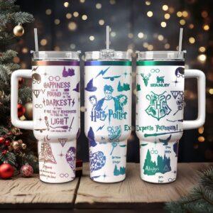 Harry Potter Movies Custom Stanley Quencher 40oz Stainless Steel Tumbler With Handle - Threewoofs