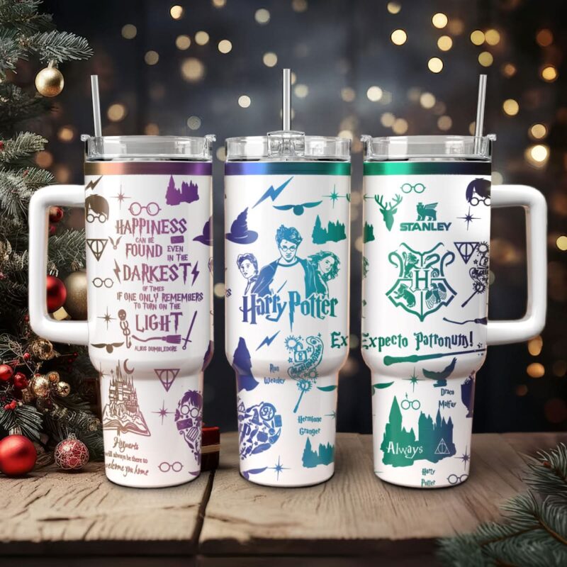 Harry Potter Movies Custom Stanley Quencher 40oz Stainless Steel Tumbler With Handle - Threewoofs