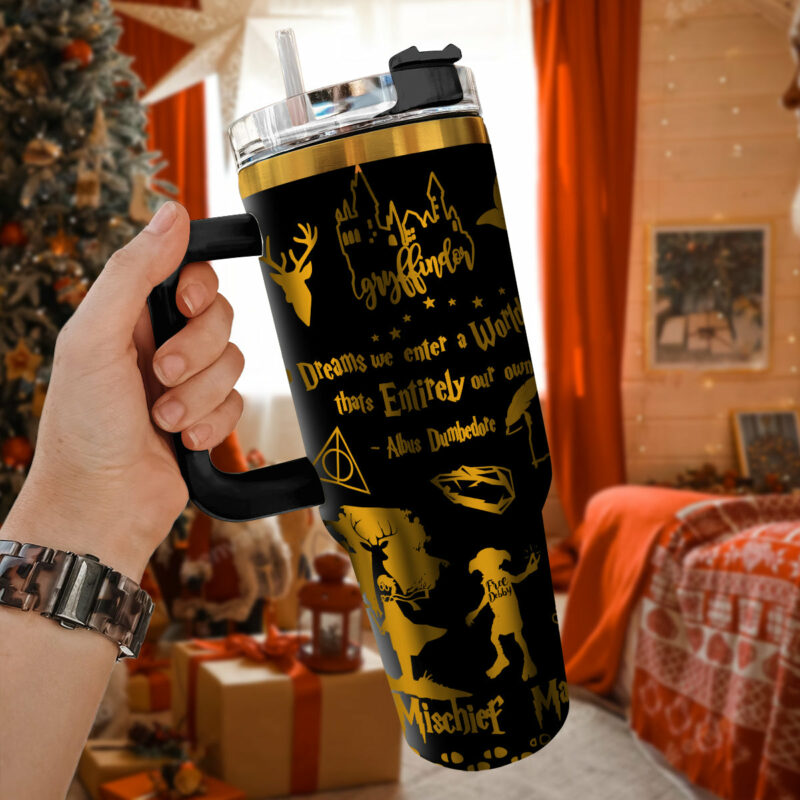 Harry Potter Movies Custom Stanley Quencher 40oz Stainless Steel Tumbler With Handle - Threewoofs