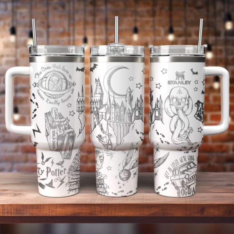 Harry Potter Movies Custom Stanley Quencher 40oz Stainless Steel Tumbler With Handle - Threewoofs