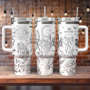 Harry Potter Movies Custom Stanley Quencher 40oz Stainless Steel Tumbler With Handle - Threewoofs
