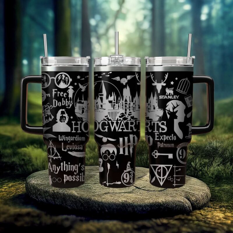 Harry Potter Movies Custom Stanley Quencher 40oz Stainless Steel Tumbler With Handle - Threewoofs