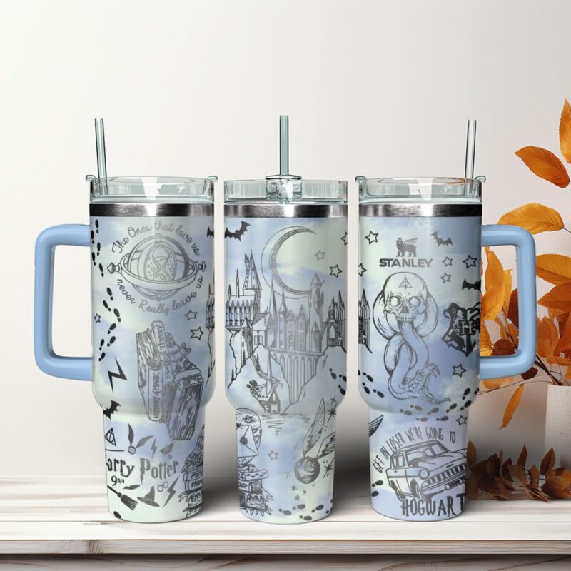 Harry Potter Movies Custom Stanley Quencher 40oz Stainless Steel Tumbler With Handle - Threewoofs