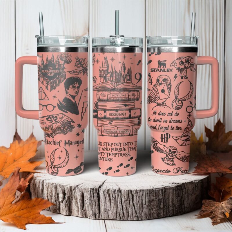 Harry Potter Movies Custom Stanley Quencher 40oz Stainless Steel Tumbler With Handle - Threewoofs