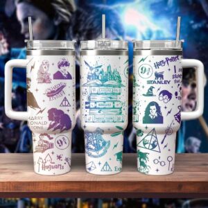 Harry Potter Movies Custom Stanley Quencher 40oz Stainless Steel Tumbler With Handle - Threewoofs
