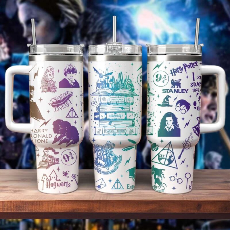 Harry Potter Movies Custom Stanley Quencher 40oz Stainless Steel Tumbler With Handle - Threewoofs