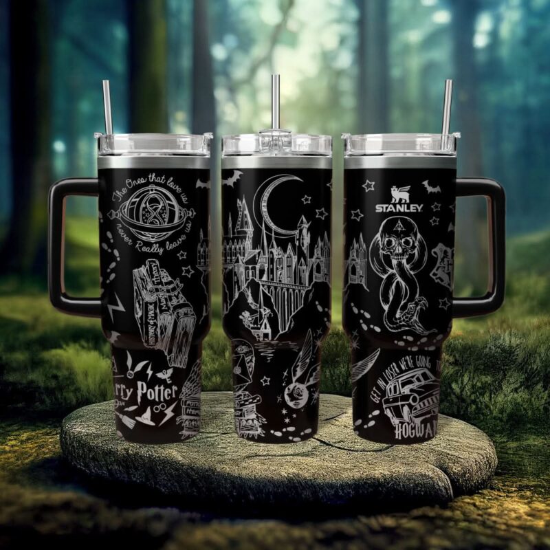 Harry Potter Movies Custom Stanley Quencher 40oz Stainless Steel Tumbler With Handle - Threewoofs