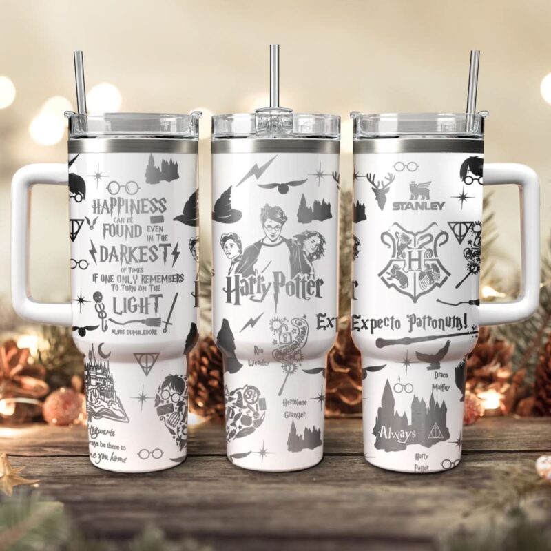 Harry Potter Movies Custom Stanley Quencher 40oz Stainless Steel Tumbler With Handle - Threewoofs