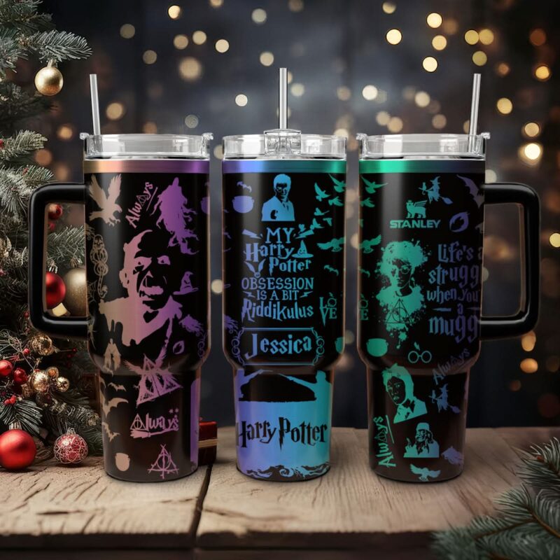 Harry Potter Movies Custom Stanley Quencher 40oz Stainless Steel Tumbler With Handle - Threewoofs