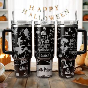 Harry Potter Movies Custom Stanley Quencher 40oz Stainless Steel Tumbler With Handle - Threewoofs