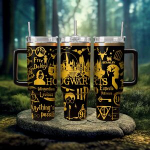 Harry Potter Movies Custom Stanley Quencher 40oz Stainless Steel Tumbler With Handle - Threewoofs