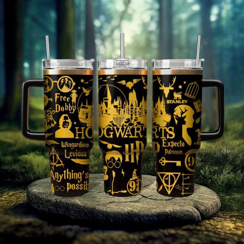 Harry Potter Movies Custom Stanley Quencher 40oz Stainless Steel Tumbler With Handle - Threewoofs