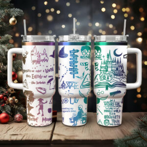 Harry Potter Movies Custom Stanley Quencher 40oz Stainless Steel Tumbler With Handle - Threewoofs