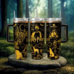 Harry Potter Movies Custom Stanley Quencher 40oz Stainless Steel Tumbler With Handle - Threewoofs