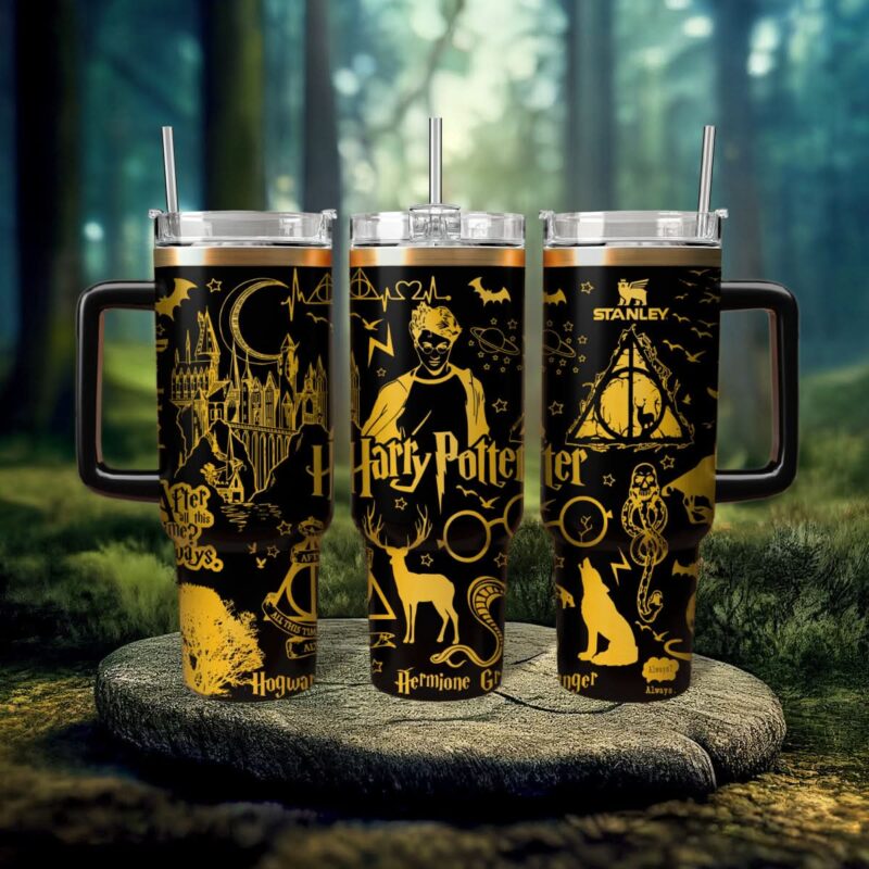 Harry Potter Movies Custom Stanley Quencher 40oz Stainless Steel Tumbler With Handle - Threewoofs