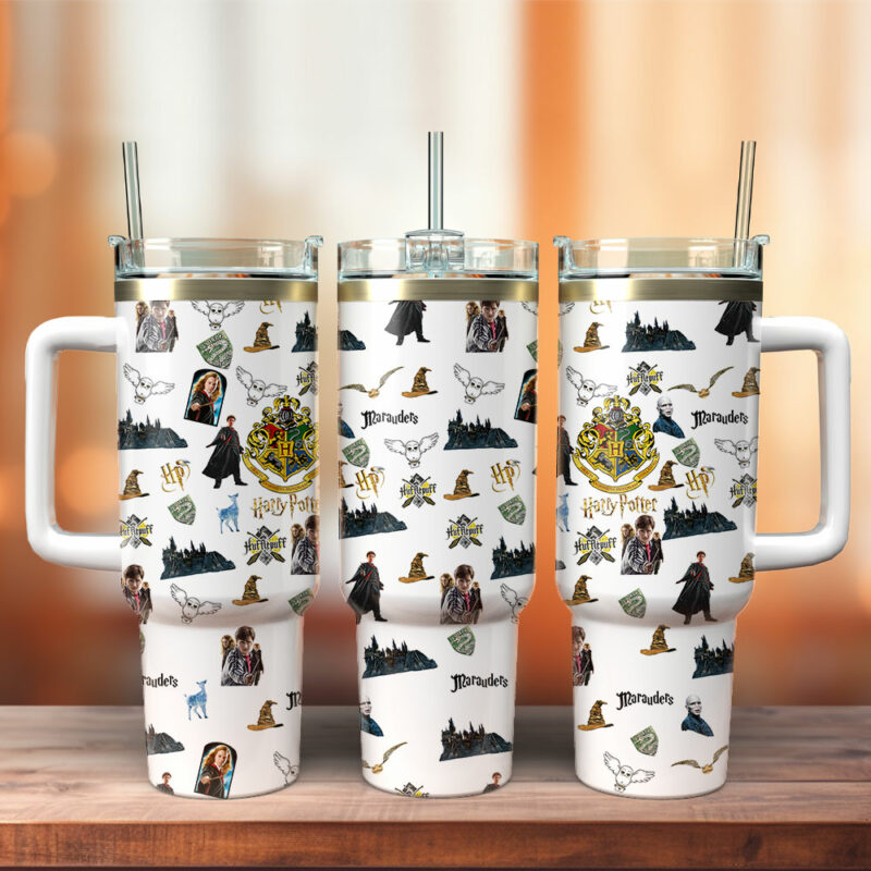 Harry Potter Movies Custom Stanley Quencher 40oz Stainless Steel Tumbler With Handle - Threewoofs