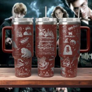 Harry Potter Movies Custom Stanley Quencher 40oz Stainless Steel Tumbler With Handle - Threewoofs