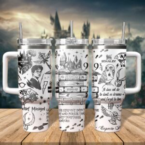Harry Potter Movies Custom Stanley Quencher 40oz Stainless Steel Tumbler With Handle - Threewoofs