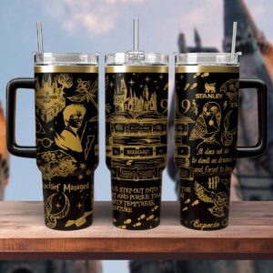Harry Potter Movies Custom Stanley Quencher 40oz Stainless Steel Tumbler With Handle - Threewoofs