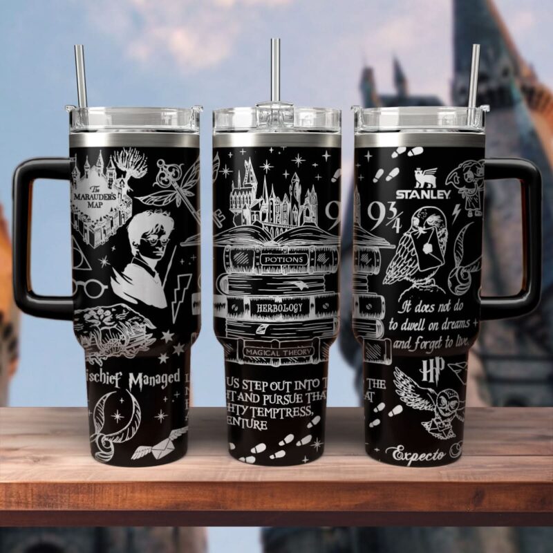 Harry Potter Movies Custom Stanley Quencher 40oz Stainless Steel Tumbler With Handle - Threewoofs