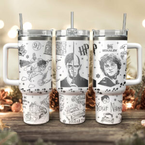 Harry Potter Movies Custom Stanley Quencher 40oz Stainless Steel Tumbler With Handle - Threewoofs