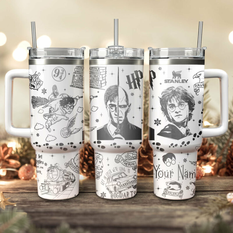 Harry Potter Movies Custom Stanley Quencher 40oz Stainless Steel Tumbler With Handle - Threewoofs
