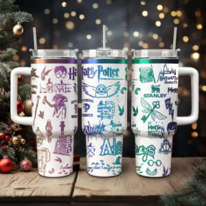 Harry Potter Movies Custom Stanley Quencher 40oz Stainless Steel Tumbler With Handle - Threewoofs