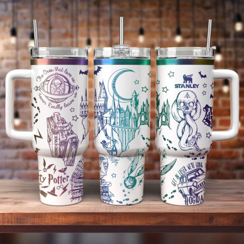 Harry Potter Movies Custom Stanley Quencher 40oz Stainless Steel Tumbler With Handle - Threewoofs