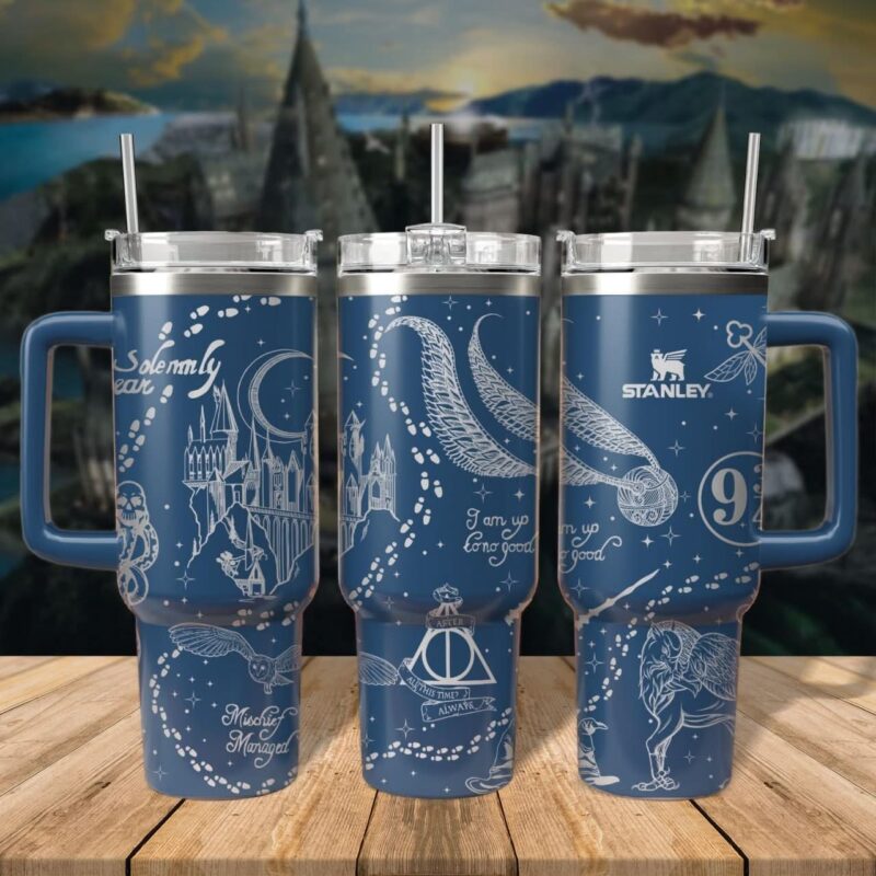 Harry Potter Movies Custom Stanley Quencher 40oz Stainless Steel Tumbler With Handle - Threewoofs