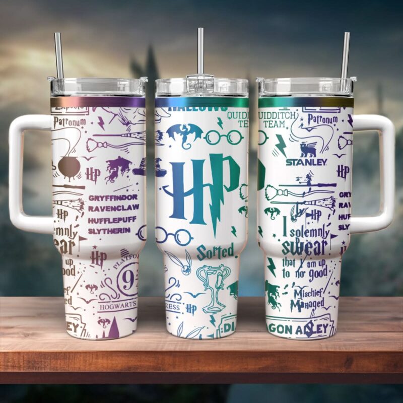 Harry Potter Movies Custom Stanley Quencher 40oz Stainless Steel Tumbler With Handle - Threewoofs