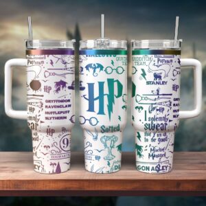 Harry Potter Movies Custom Stanley Quencher 40oz Stainless Steel Tumbler With Handle - Threewoofs