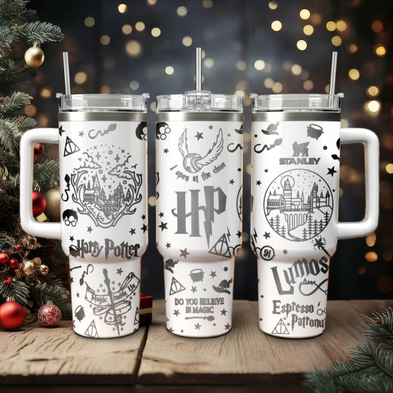 Harry Potter Movies Custom Stanley Quencher 40oz Stainless Steel Tumbler With Handle - Threewoofs