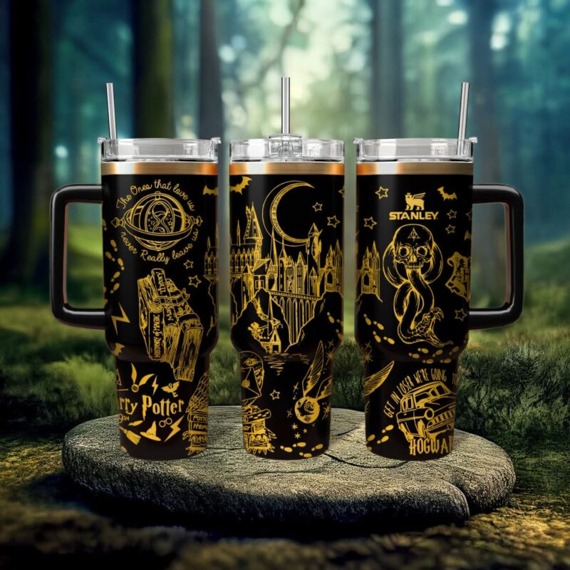 Harry Potter Movies Custom Stanley Quencher 40oz Stainless Steel Tumbler With Handle - Threewoofs