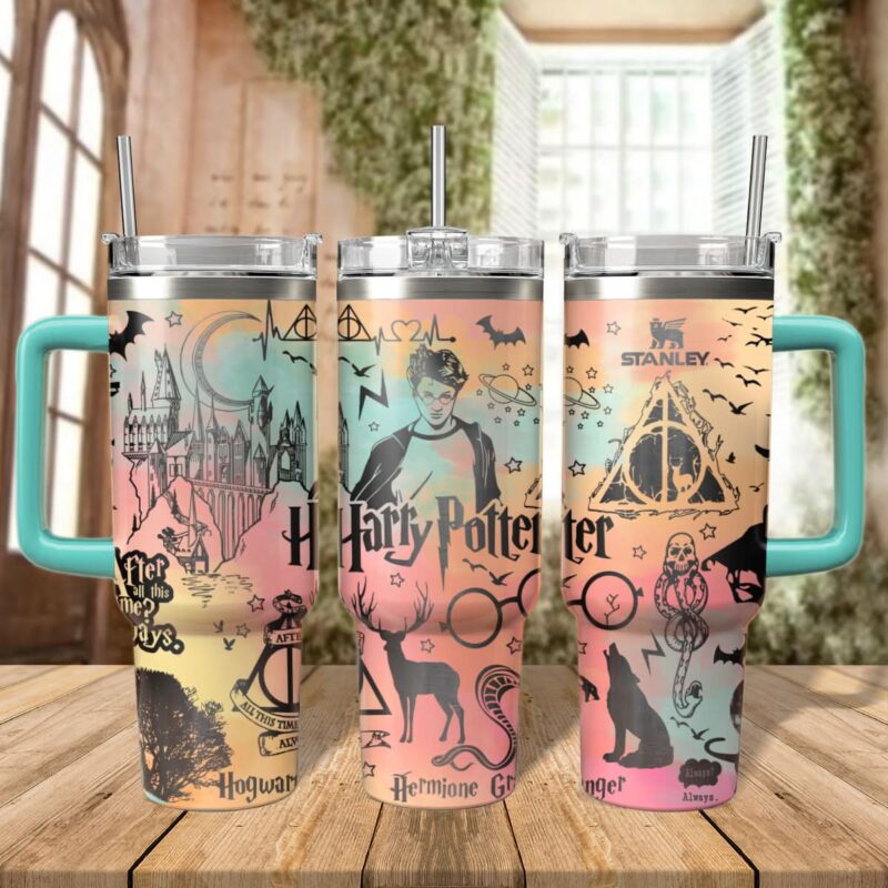 Harry Potter Movies Custom Stanley Quencher 40oz Stainless Steel Tumbler With Handle - Threewoofs