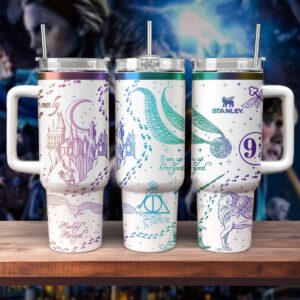 Harry Potter Movies Custom Stanley Quencher 40oz Stainless Steel Tumbler With Handle - Threewoofs