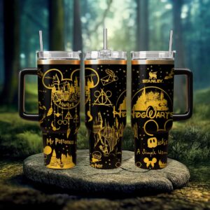 Harry Potter Movies Custom Stanley Quencher 40oz Stainless Steel Tumbler With Handle - Threewoofs