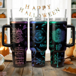 Harry Potter Movies Custom Stanley Quencher 40oz Stainless Steel Tumbler With Handle - Threewoofs