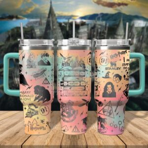 Harry Potter Movies Custom Stanley Quencher 40oz Stainless Steel Tumbler With Handle - Threewoofs