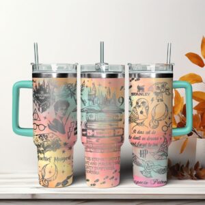 Harry Potter Movies Custom Stanley Quencher 40oz Stainless Steel Tumbler With Handle - Threewoofs