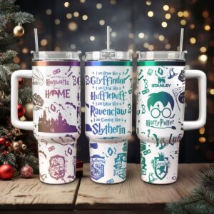 Harry Potter Movies Custom Stanley Quencher 40oz Stainless Steel Tumbler With Handle - Threewoofs