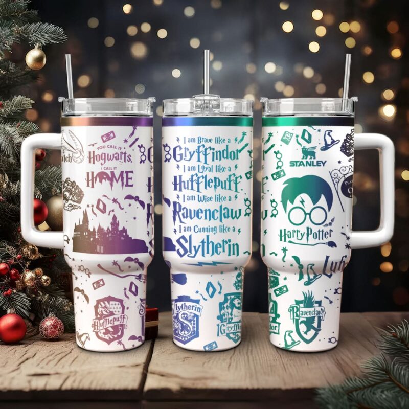 Harry Potter Movies Custom Stanley Quencher 40oz Stainless Steel Tumbler With Handle - Threewoofs