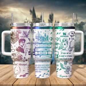 Harry Potter Movies Custom Stanley Quencher 40oz Stainless Steel Tumbler With Handle - Threewoofs
