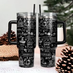 Harry Potter Movies Custom Stanley Quencher 40oz Stainless Steel Tumbler With Handle - Threewoofs