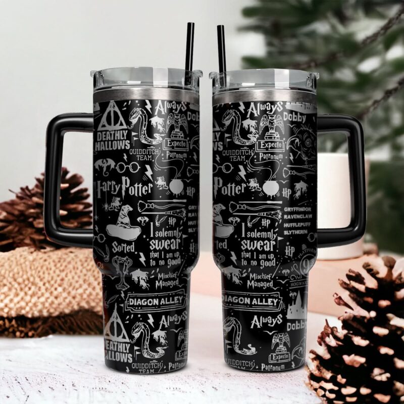 Harry Potter Movies Custom Stanley Quencher 40oz Stainless Steel Tumbler With Handle - Threewoofs