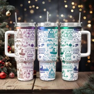 Harry Potter Movies Custom Stanley Quencher 40oz Stainless Steel Tumbler With Handle - Threewoofs