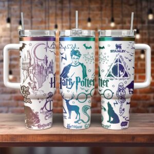 Harry Potter Movies Custom Stanley Quencher 40oz Stainless Steel Tumbler With Handle - Threewoofs