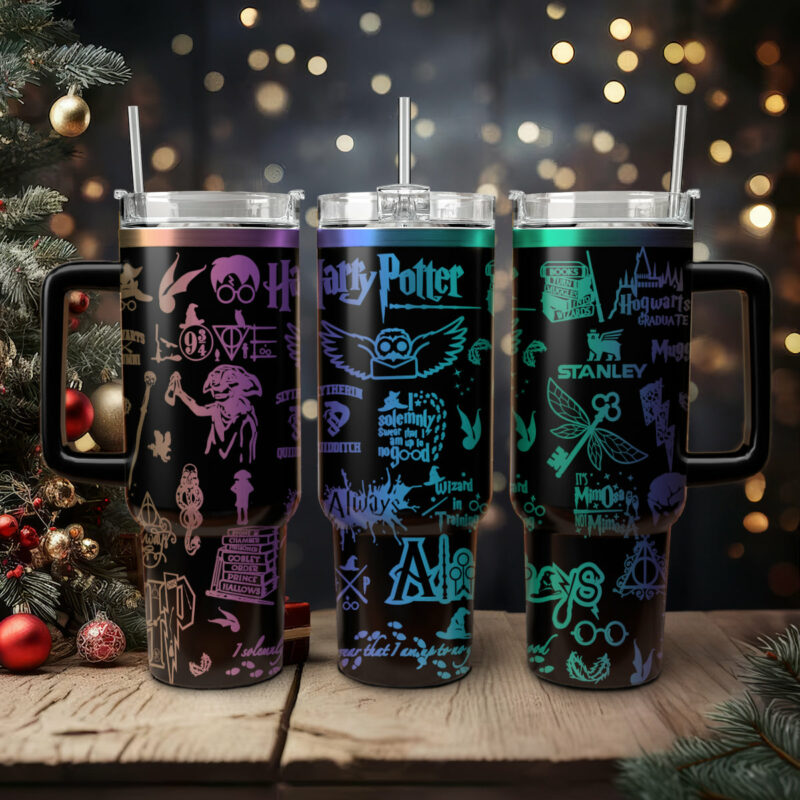 Harry Potter Movies Custom Stanley Quencher 40oz Stainless Steel Tumbler With Handle - Threewoofs